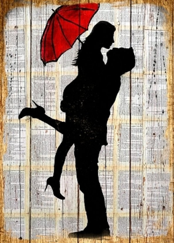 Sevgili, Yağmur, Şemsiye Ahşap Tablo Ev,cafe,ofis dekorasyonu