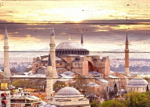 Ayasofya cami Ahşap Eskitme Tablo Ev,cafe,ofis dekorasyonu - 1