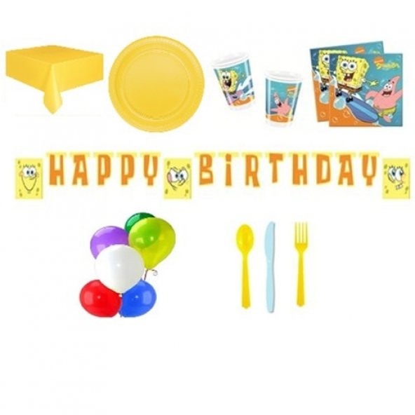 Sponge Bob Temalı Doğum Günü Parti Seti 16 Kişilik