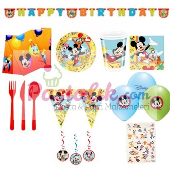 Mickey Mouse Temalı Carnaval Doğum Günü Set 24 Kişilik