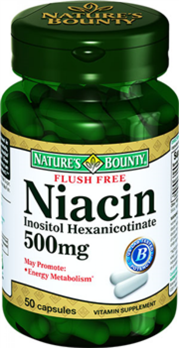 Natures Bounty Flush Free Niacin 500 mg 50 kaps. SKT : 08/2021
