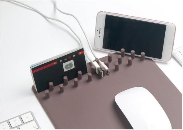 Telefon Standlı Kablo Tutuculu Çok Fonksiyonlu Stand Mouse Pad