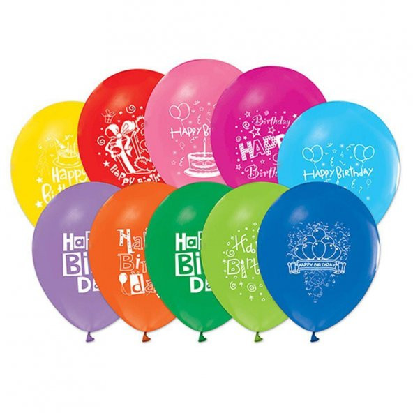İyiki Doğdun Yazılı Karışık Renkli 50 Adet Kaliteli Balon