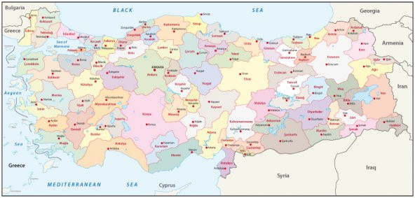 Turkiye Haritası 3.68 m X 2.54 m