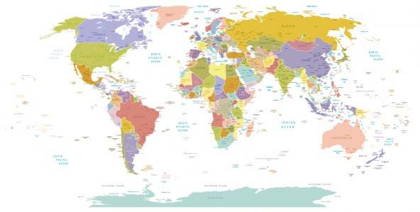 Dünya Haritası 3.68 m X 2.54 m