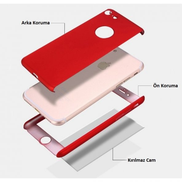 iPhone 8 360 Derece Kılıf Full Koruma + Kırılmaz Camlı - 8