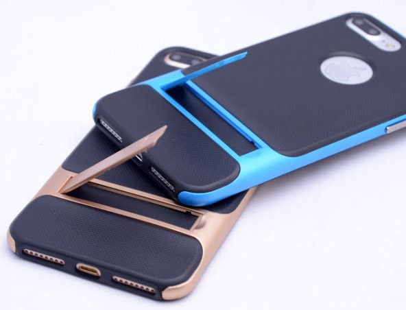 İPhone 7 Mavi Stantlı Kılıf - 4
