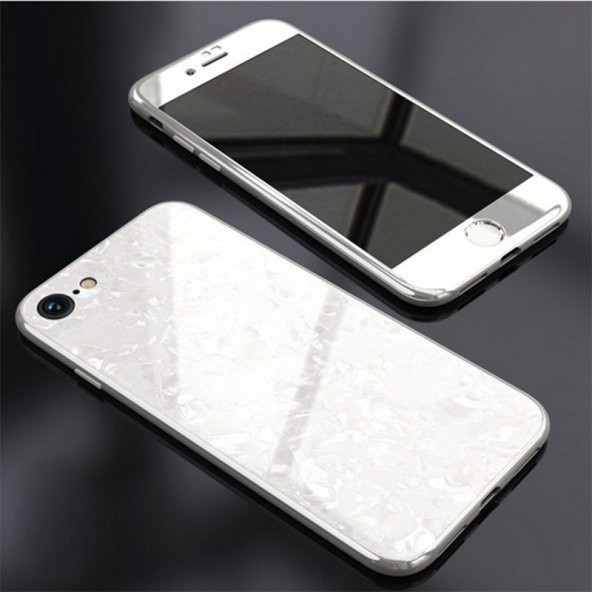 İPhone 6 7 8 S Plus Kaliteli Mermer Desenli 360 Tam Koruma Kılıf - 4