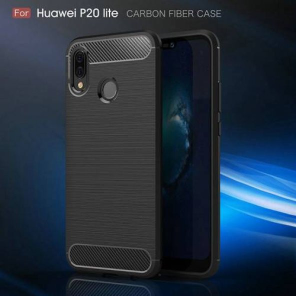 Huawei P20 Lite Silikon Karbon Fiber Kılıf