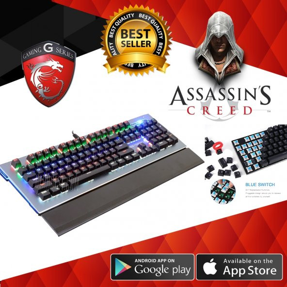 Assassins GK6 Mechanical Klavye Metal Panel Mavi Switch