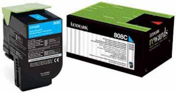 LEXMARK 80C8HC0 CX410/CX510 MAVİ TONER ORJİNAL 3.000 SAYFA