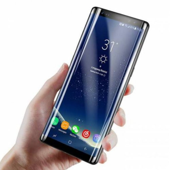 Baseus Samsung Galaxy Note 8 Cam Ekran Koruyucu 3D Tam Kaplayan Çerçeveli Kavisli Kırılmaz Temperli