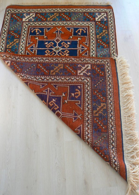 El Dokuma Kök Boya Ayvacık Yörük Halı 122x200 - 3