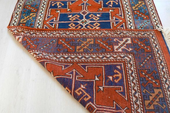 El Dokuma Kök Boya Ayvacık Yörük Halı 122x200 - 4