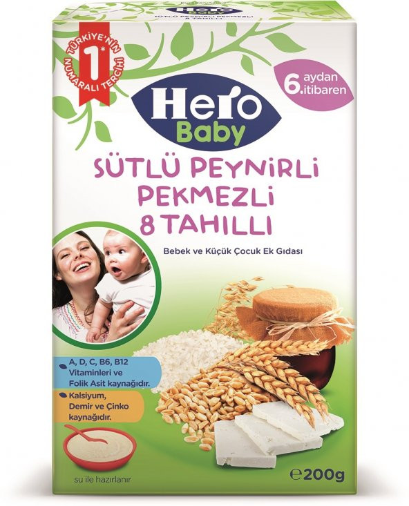Hero Baby 200Gr Sütlü Peynirli Pekmezli 8 Tahıllı 2 Li Set Kaşık Maması - 2
