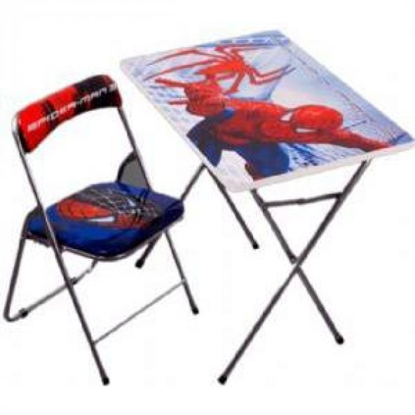Ahşap Örümcek Adam Temalı Erkek Çocuk Ders Çalışma Masa ve Sandalye Seti