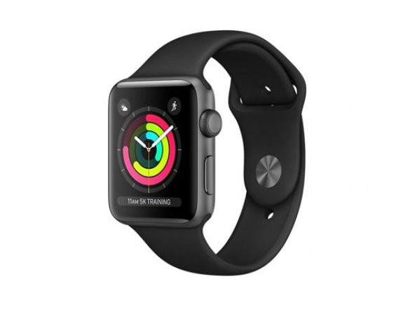 Apple Watch Series 3 GPS, 42mm Uzay Grisi Alüminyum Kasa ve Siyah Spor Kordon