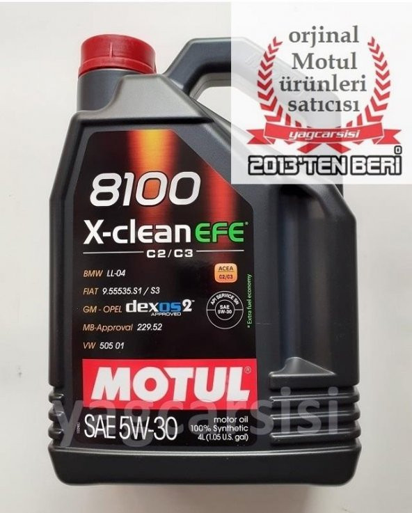 MOTUL 8100 X-CLEAN EFE 5W30 - 4 LİTRE C2/C3 DPF