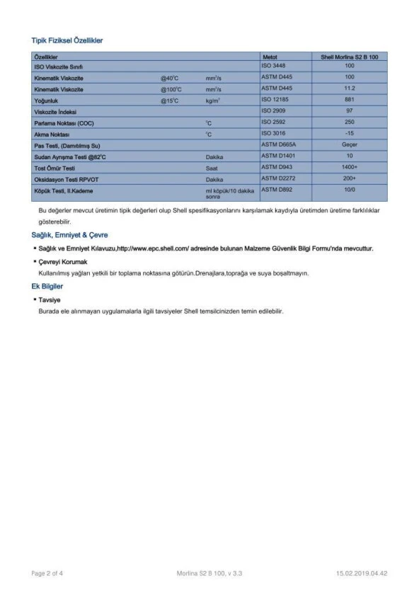 SHELL MORLİNA S2 B 100 BİDON - 20 LİTRE - Resim 3