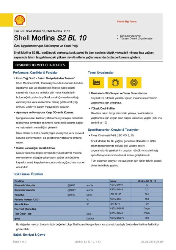 SHELL MORLİNA S2 BL 10 KOVA 20 LİTRE-ESKİ ADI:TELLUS C 10 - Resim 5