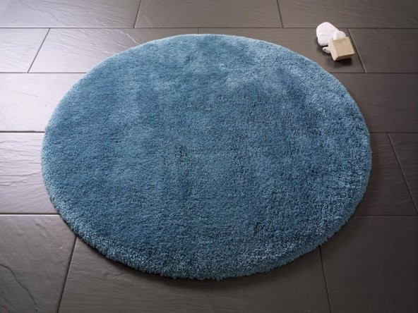 Confetti Miami 100 cm Çap Yuvarlak Banyo Paspası Koyu Mavi