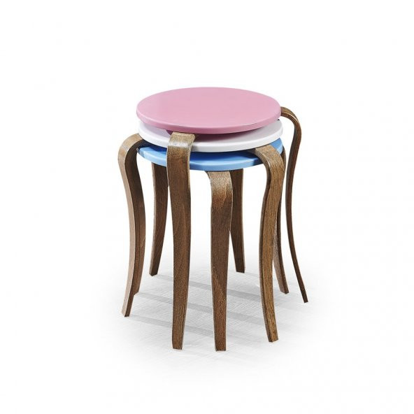 MODERN TASARIM LAKE CİLA Ahşap Lükens Zigon Sehpa Masa Pembe-Beyaz-Mavi - 3