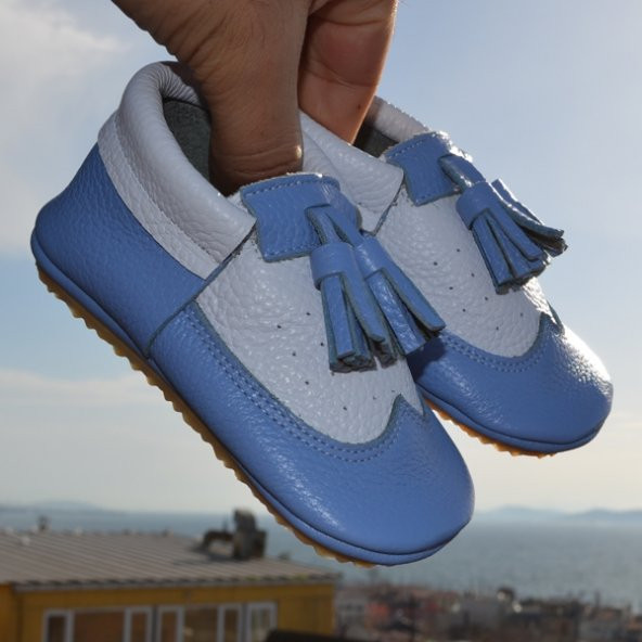 Bella Makosen Tabanlı Bebek Ayakkabı Mavi Beyaz CV-412