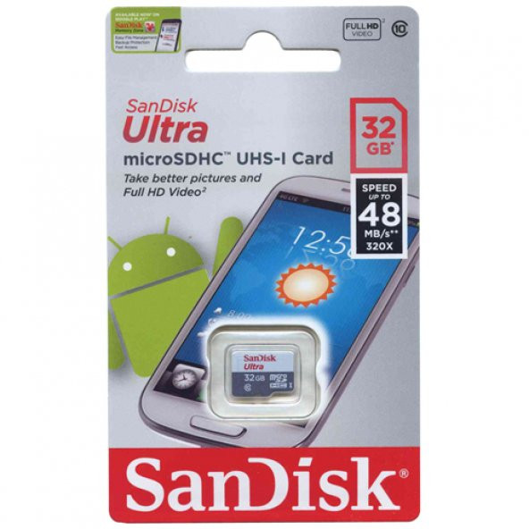 SanDisk 32GB Ultra Micro SDHC UHS-I SDSQUNB-032G-GN3MN Hafıza Kartı