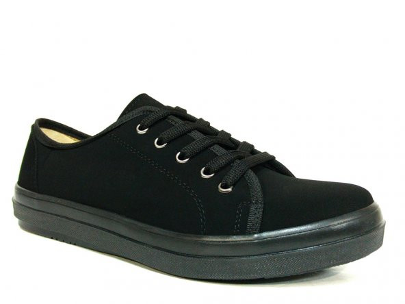 Shoepi 126 Siyah Nubuk Bağcıklı Casual Bayan Ayakkabı
