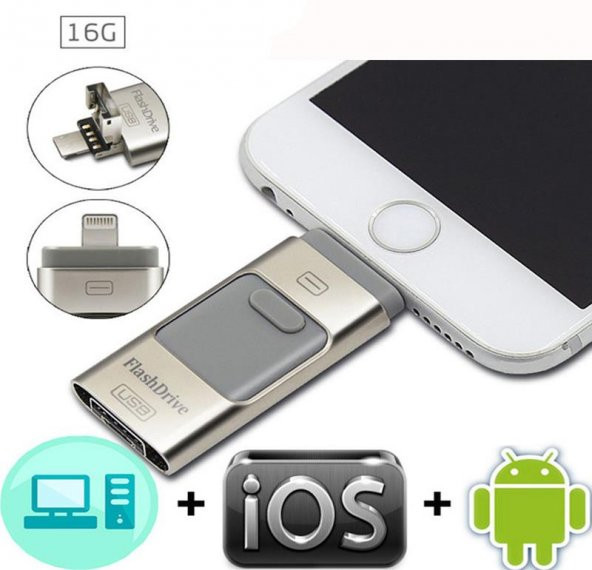 İos / Android 16 Gb Usb Flash Bellek iPhone 5-6-7- 16 Gb Flaş Bellek Samsung