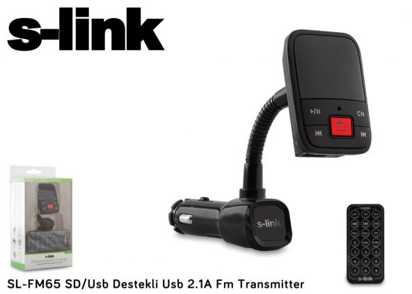 S-Link Sl-Fm65 Sd-Usb Destekli + 2.1A Usb Şarj Portlu Fm Transmitter
