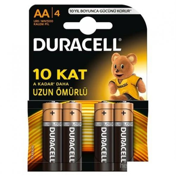 Duracell Alkalin Kalem Pil (AA) 4 Lü 2A4 (4 Lü PAket)