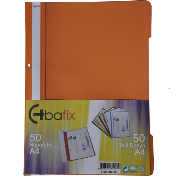 Bafix Telli Dosya Plastik A-4 Turuncu 66729 50 Li (1 Paket 50 Adet)