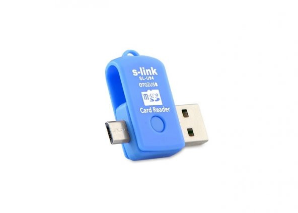 S-Link Sl-U94 Mavi Usb To Mikro 5 Pin + Kart Okuyucu Otg Çevirici