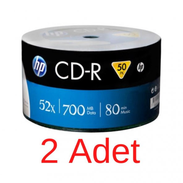 2 Adet BOŞ CD HP CD-R 52X 50li Spindle 700Mb 80dk (CRE00070-3)