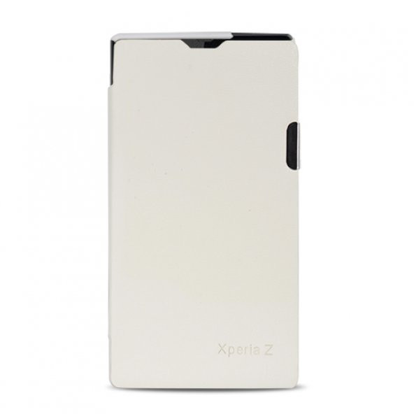 Sony Xperıa Z L36H Mıknatıslı Flip Case Kılıf Beyaz
