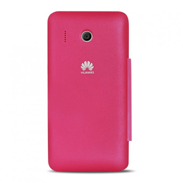 Huawei Y320 Çift Pencereli Flip Cover Pembe - 2