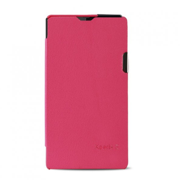 Sony Xperıa Z L36H Mıknatıslı Flip Case Kılıf Pembe