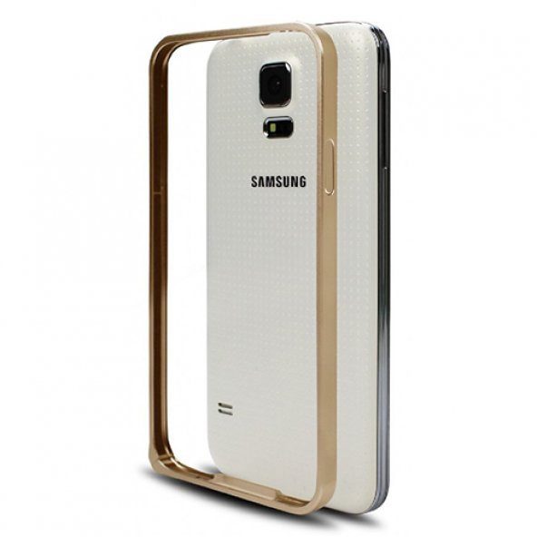Samsung G900FQ S5 Bumper Çerçeve Kılıf Gold - 1
