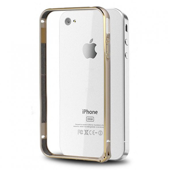 iPhone 4s 0,7mm Metal Bumper Çerçeve Kılıf Gold
