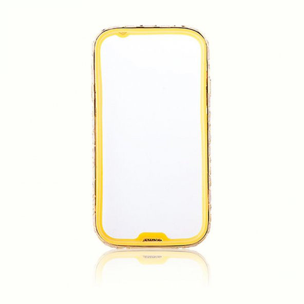 Samsung I9500 S4 Taşlı Metal Bumper Çerçeve Kılıf