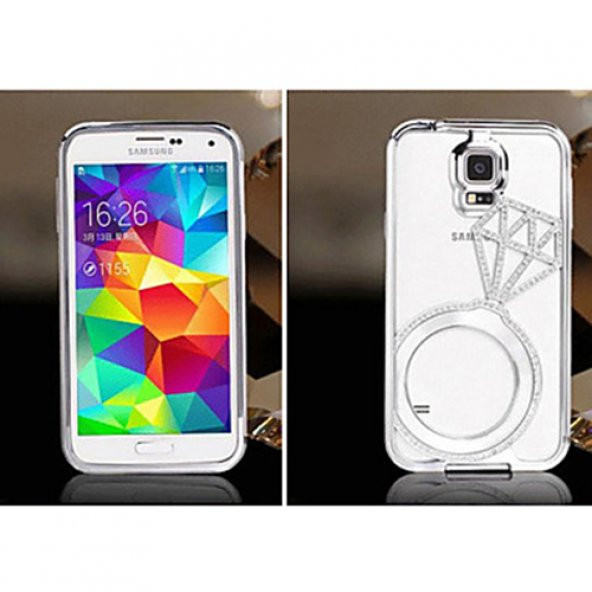 Shengo S5 G900 TekTaşlı Metal Diamond Series Kılıf Silver - 2