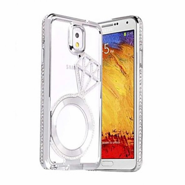 Shengo S5 G900 TekTaşlı Metal Diamond Series Kılıf Silver - 3