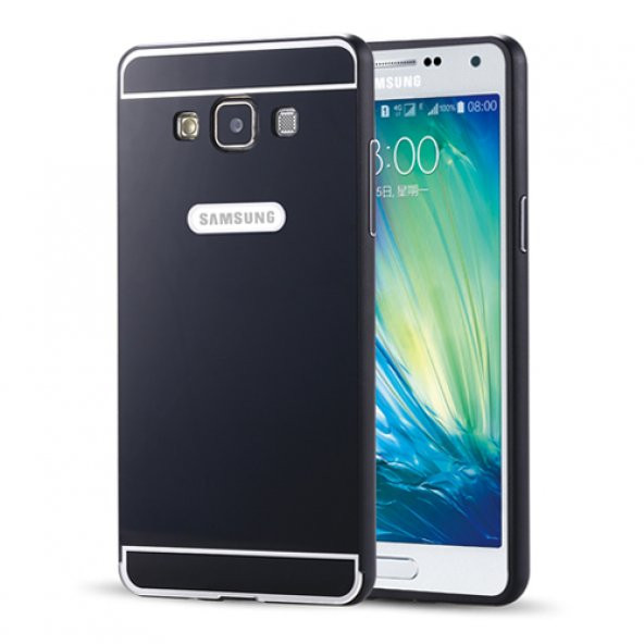 Samsung Galaxy A7 0,7 mm Metal Bumper Arka Koruma Kapaklı Siyah