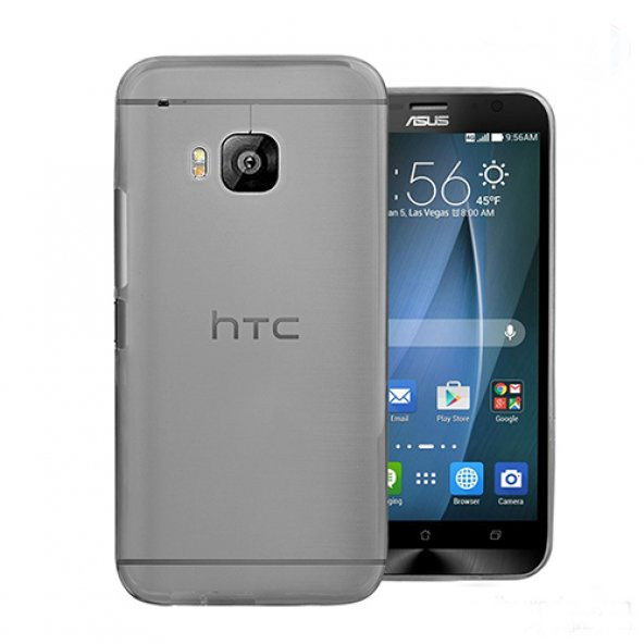 HTC One M9 Kılıf Soft Silikon Şeffaf-Siyah Arka Kapak