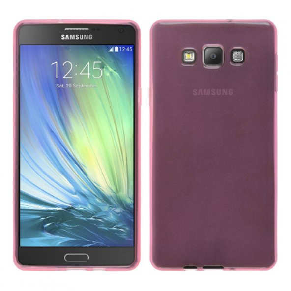 Samsung Galaxy A7 (A700) Kılıf Soft Silikon Şeffaf-Pembe Arka Kapak
