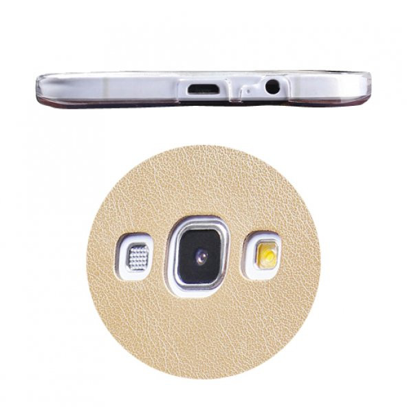 FitCase Samsung Galaxy A7 (A700) Kılıf Deri Dokulu Arka Kapak Beyaz - 2