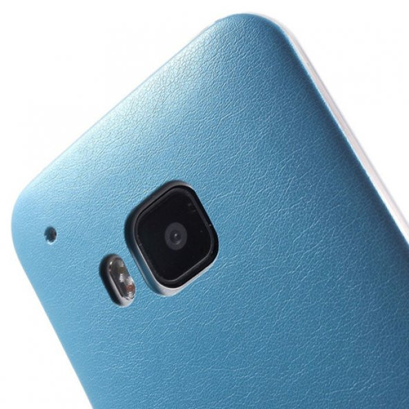 HTC One M9 Kılıf Deri Dokulu Arka Kapak Siyah - 2