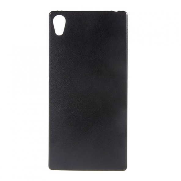 Sony Xperia Z4 Kılıf Deri Dokulu Arka Kapak Siyah