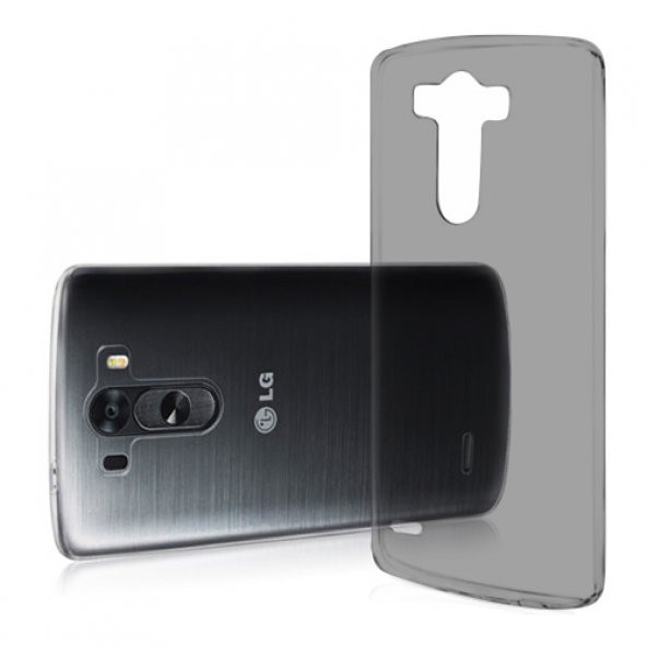 LG G4 Beat 5.2" Kılıf Soft Silikon Şeffaf-Siyah Arka Kapak